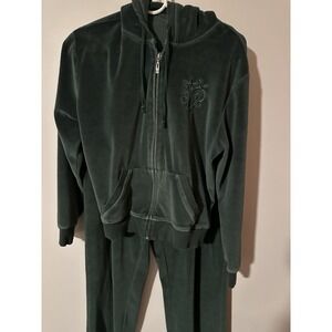 Mountain Lake Casuals Velour Set Size Large Green Holiday Outfit Cozy Winter L